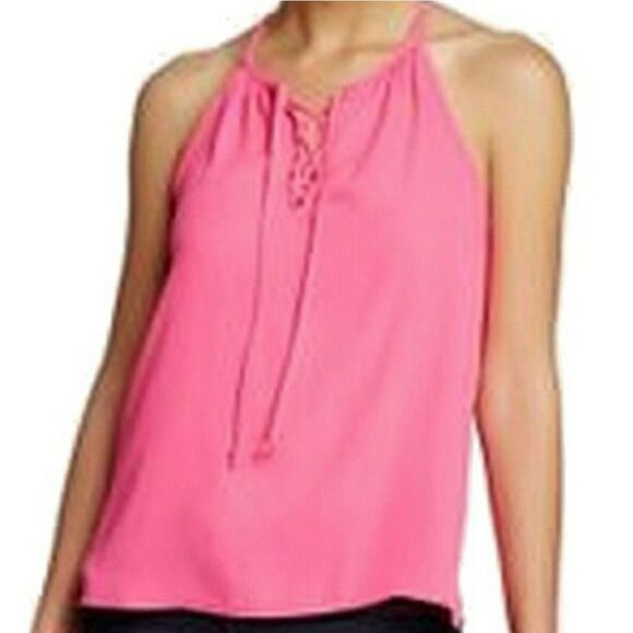 BNWT Lily white lace up halter hot pink - Picture 1 of 5